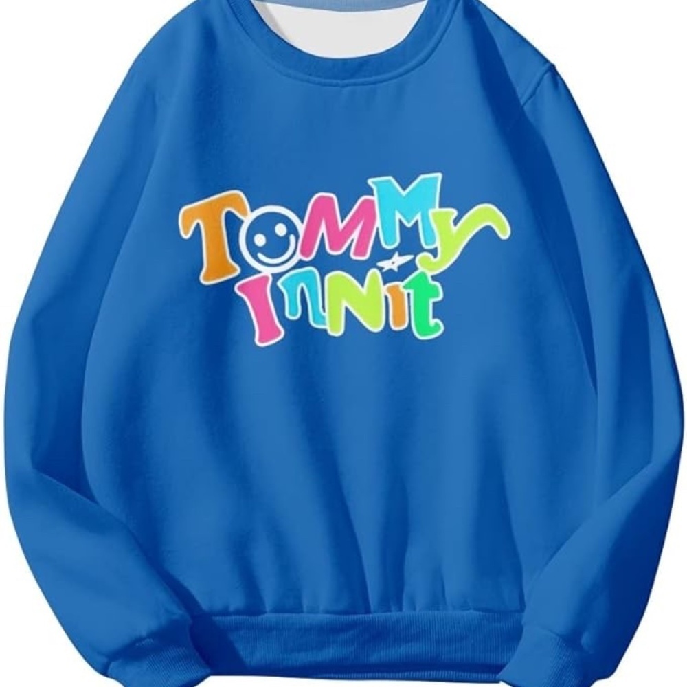 TommyInnit Sweatshirt Dream Team SMP Merch Round Neck Long Sleeve Women Men Blue